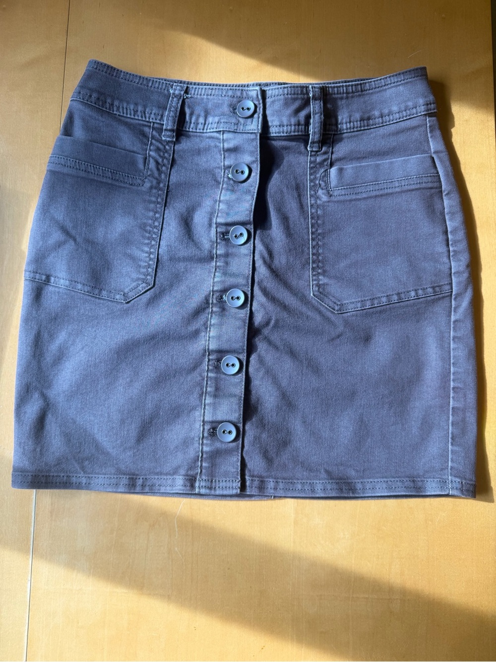 Prana Button-Front Mini Skirt in Brown
